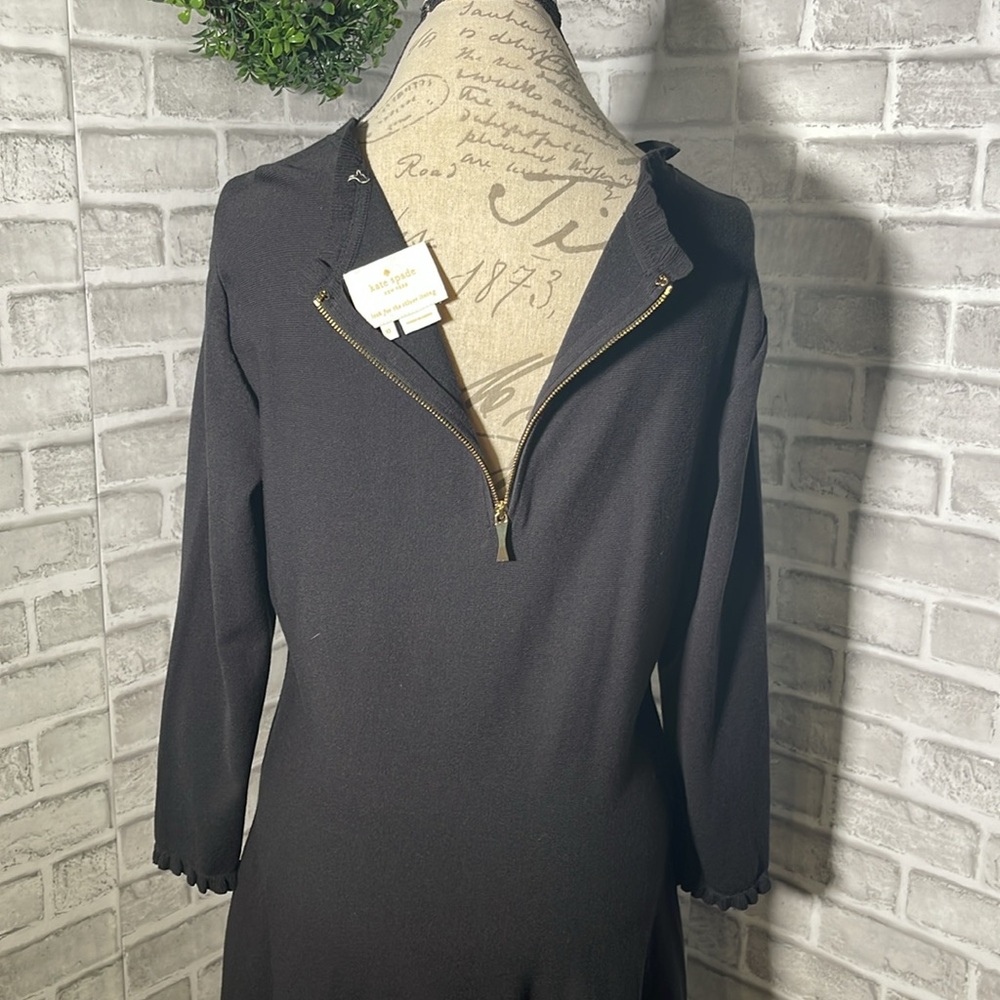 EUC Kate spade black knit midi long sleeve dress - Picture 4 of 6